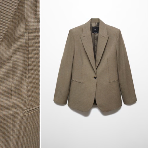 HOUNDSTOOTH WOOL-BLEND BLAZER - Picture 1 of 5